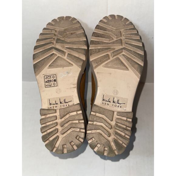 Nicole Miller Suede Brown Pocas Ankle Booties Boots Sz 7.5 Lug Platform 2.5 Heel - Picture 7 of 7